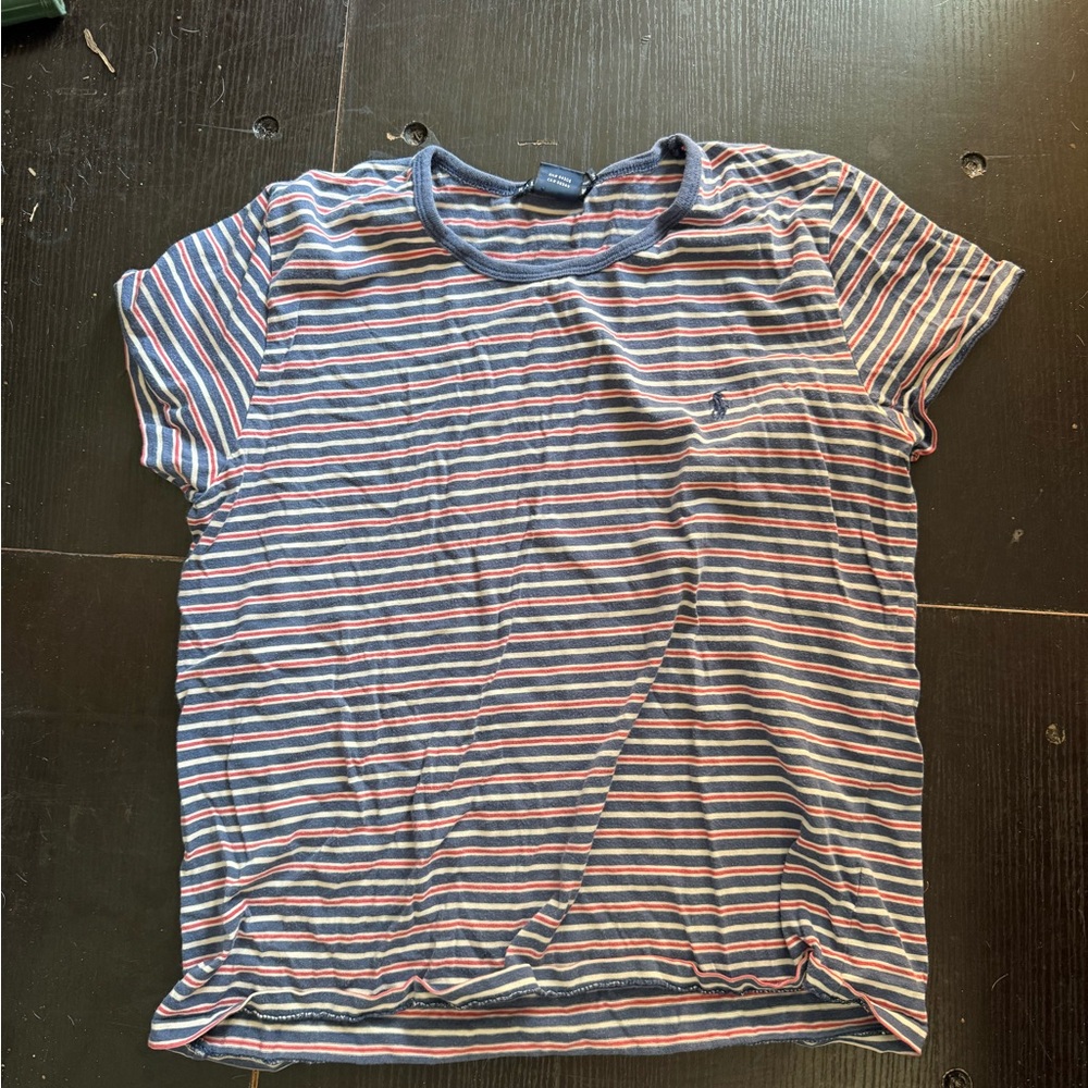 Ralph Lauren Striped Short Sleeve Tee in Navy, White & Red